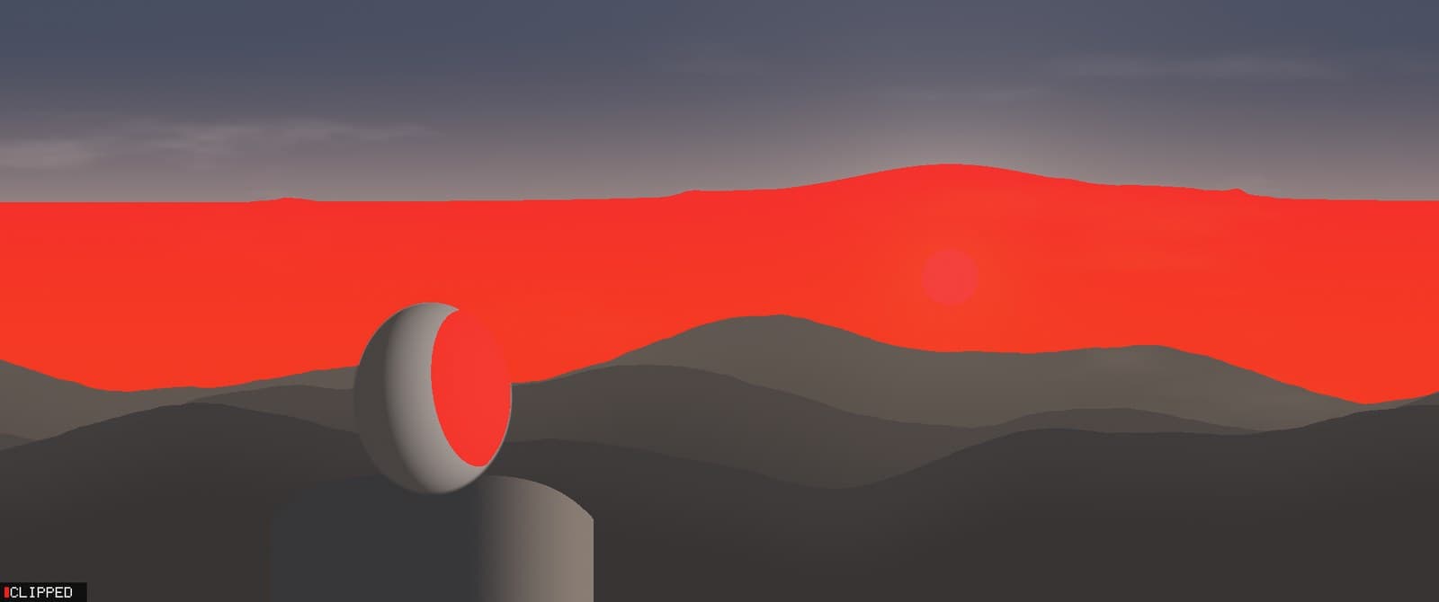 Highlights overlay: pixels where the red channel clips are marked
